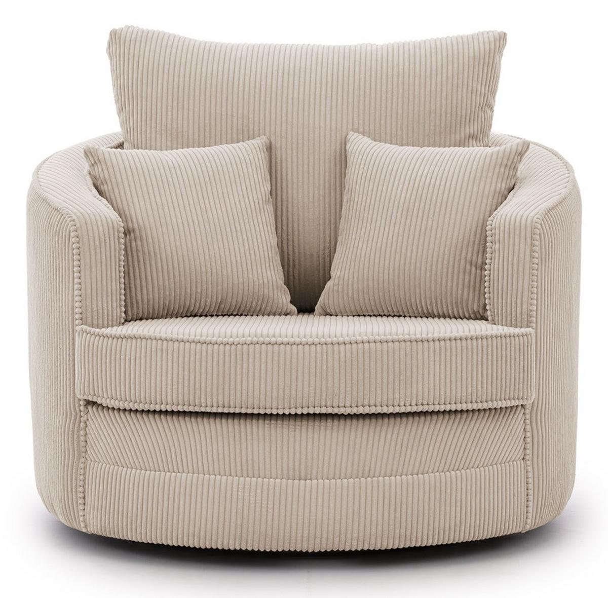 DREHSESSEL Ted aus Beige Cord-Stoff - Beige/Schwarz, Holz/Textil (107/94/100cm) - S-Style Möbel