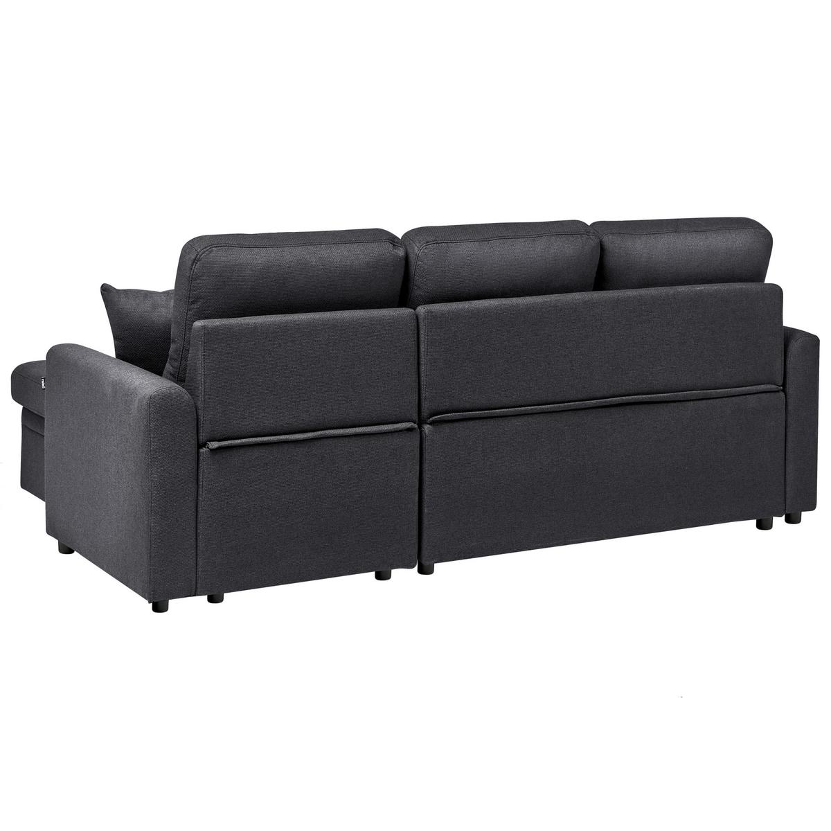 ECKSCHLAFSOFA 3-Sitzer Kunstleinen Schwarz linksseitig Nassjo - Schwarz, Textil (210/131cm) - Beliani