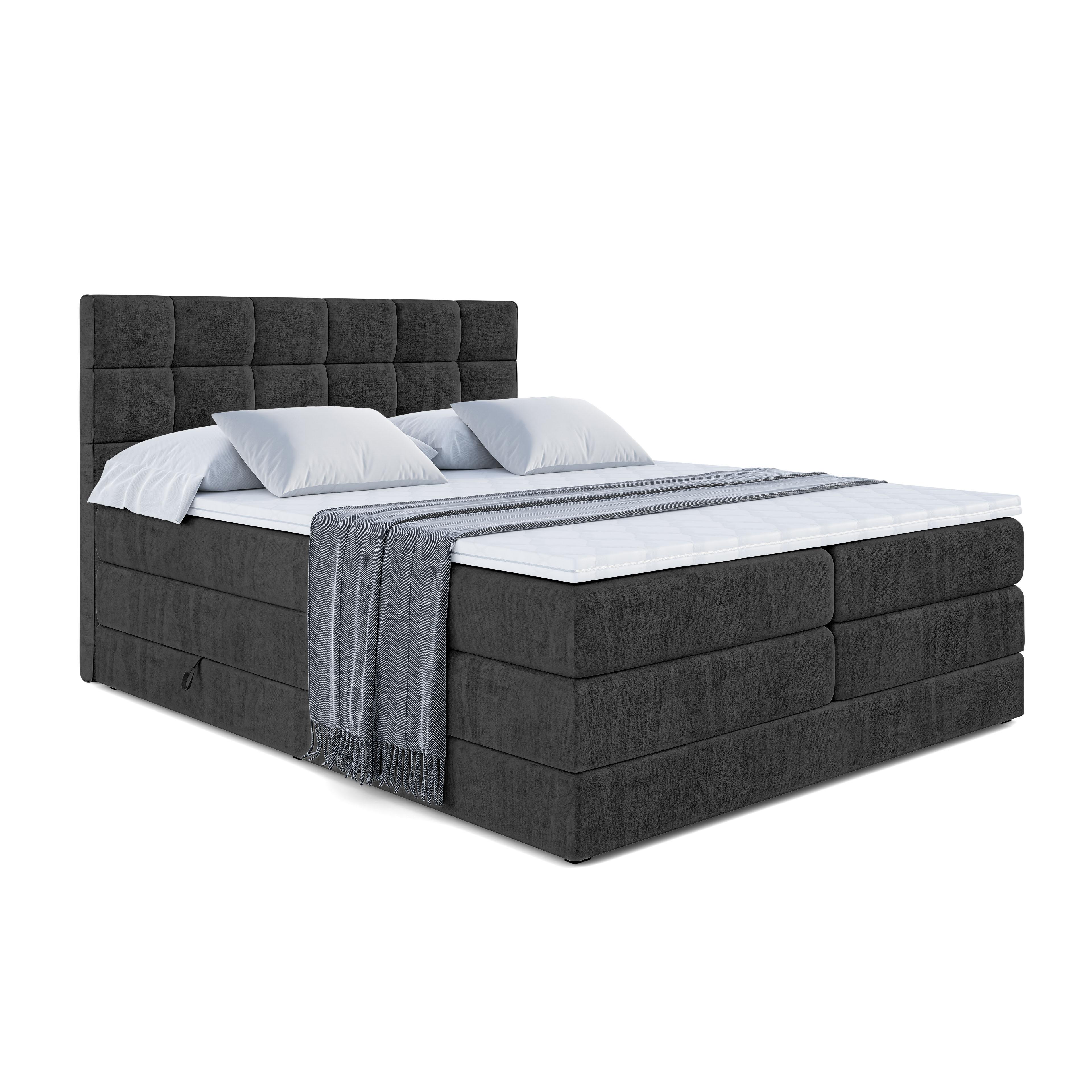 BOXSPRINGBETT APO KING - 140 x 200 - H3/H4 - Schwarz - Schwarz, Holzwerkstoff (140/200cm) - ALTDECOR