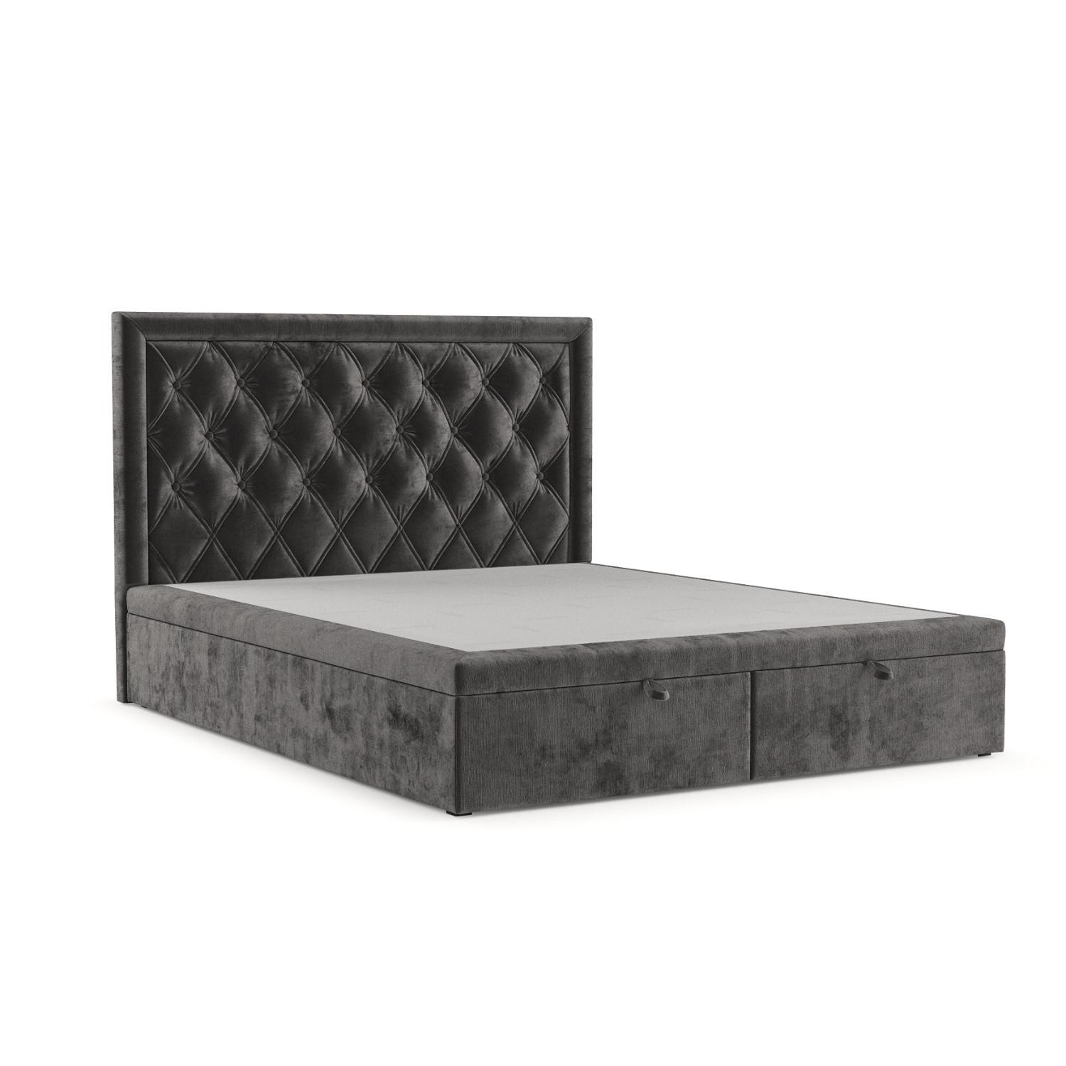 POLSTERBETT Nicobar mit Stauraum 180/200 cm Stahl im Lotta Stoff - Graphitfarben/Schwarz, Holz/Holzwerkstoff (180/200cm) - AltaBeds
