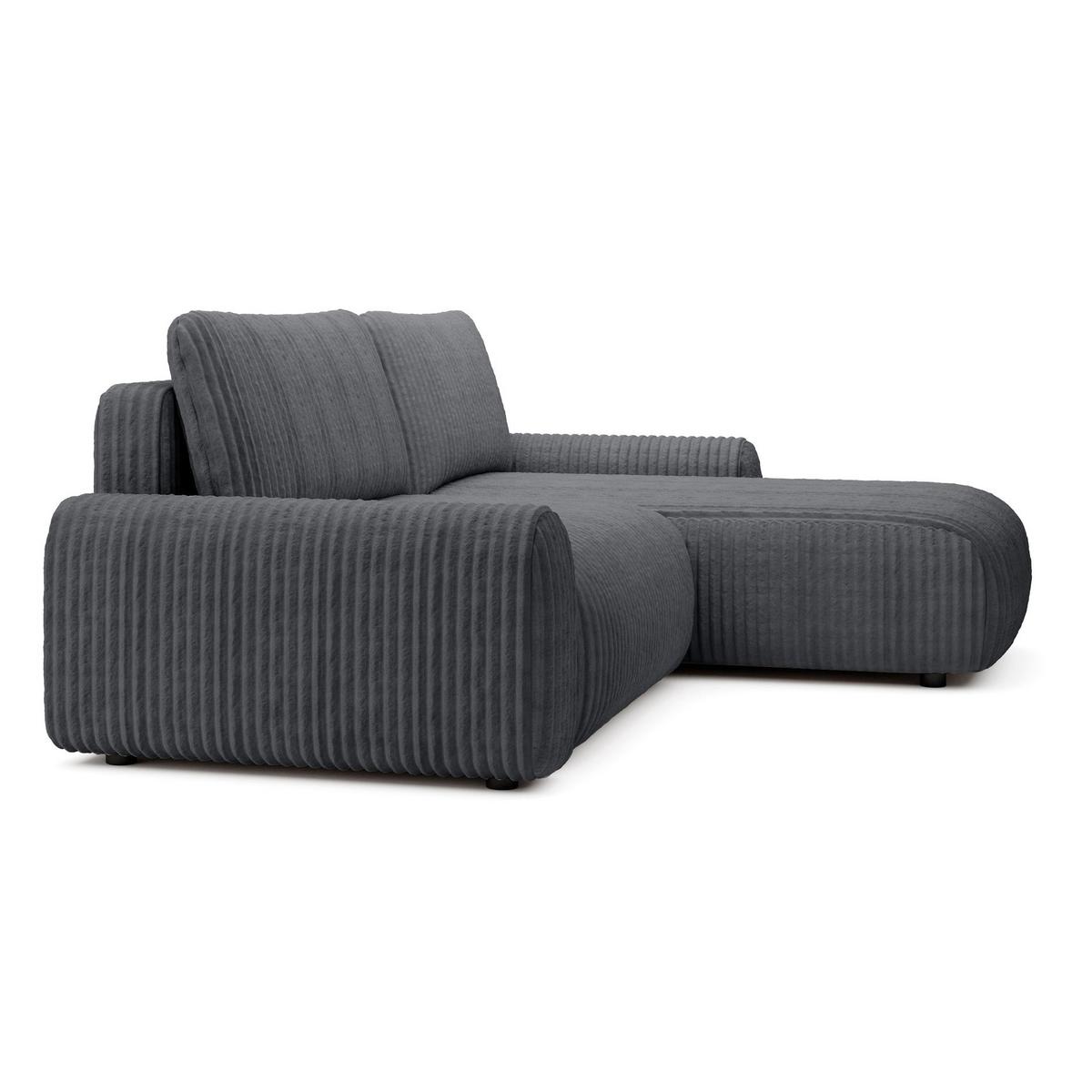 ECKSOFA Lelu Dunkelgrau beidseitig - Dunkelgrau/Schwarz, Kunststoff/Textil (245/165cm) - Selsey