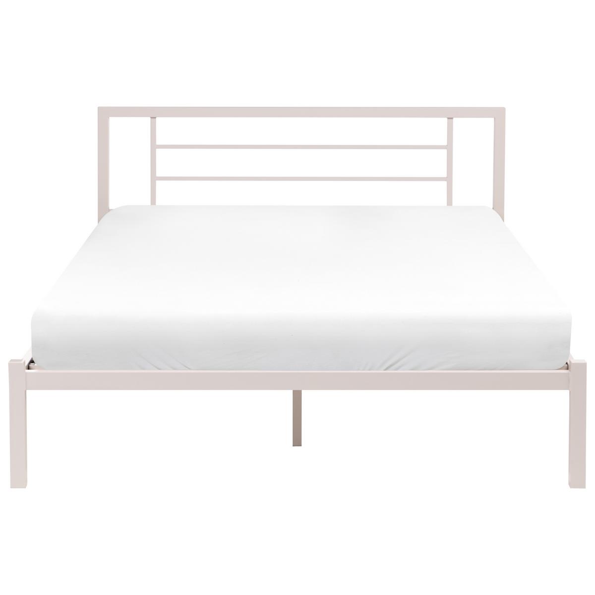 BETT mit Lattenrost 160/200 Stahl Hellbeige Cusset - Beige, Metall (160/200cm) - Beliani