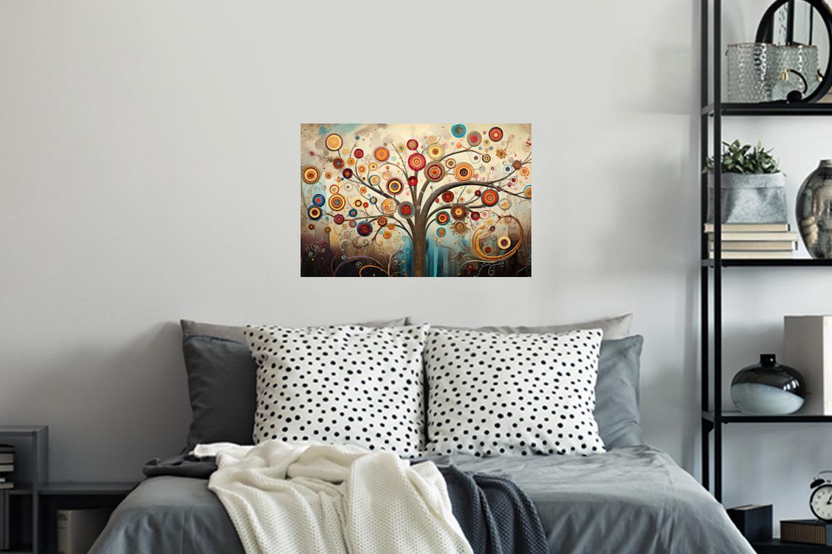 WANDTATTOO Baum - Baum des Lebens - Farbe Deko Wohnzimmer 60x40 cm - Braun, Kunststoff (60/40/0.1cm) - MuchoWow