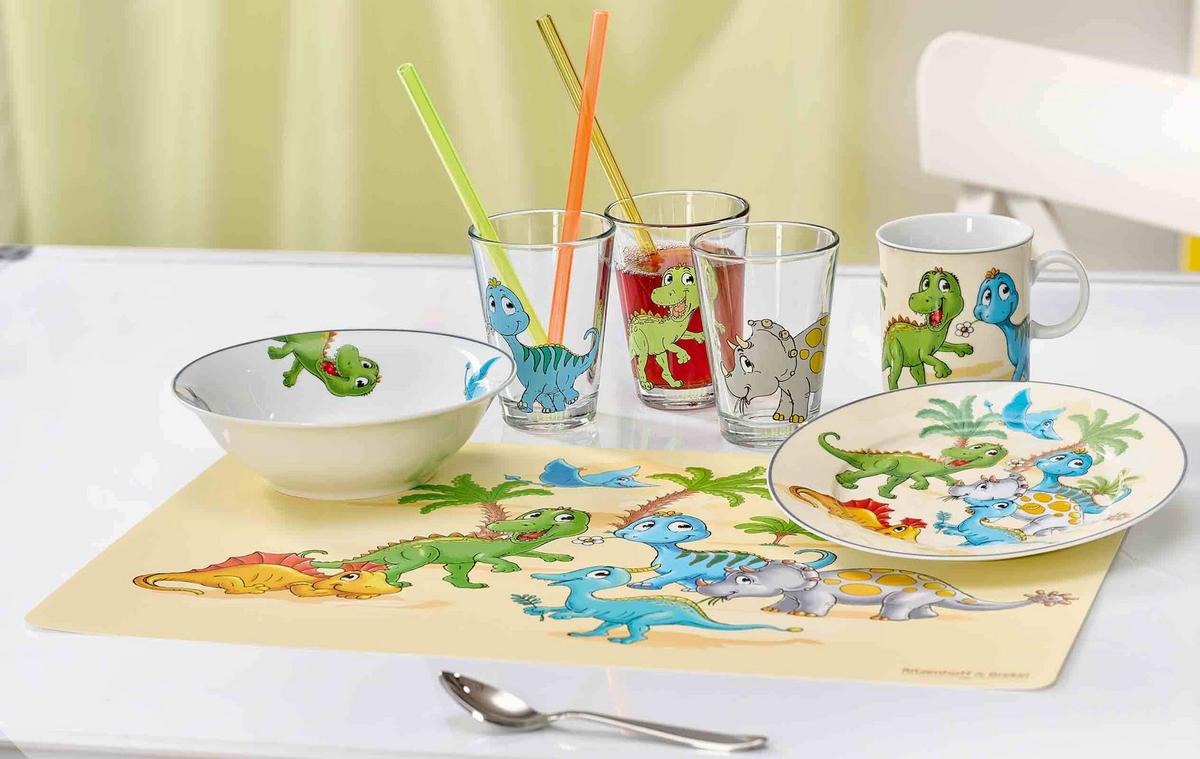 KINDERGESCHIRR SET Dino bunt - Multicolor, Keramik (2/2/2cm) - Ritzenhoff Breker
