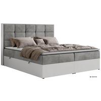 BOXBETT ALVIT 140/200 - Hellgrau Velvet - Topper Visco - H4 - Hellgrau/Schwarz, Kunststoff/Textil (140/200cm) - MKS