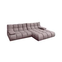ECKSOFA VIVIEN Grau Velvet - Greige/Schwarz, Kunststoff/Textil (290/178cm) - KAWOLA