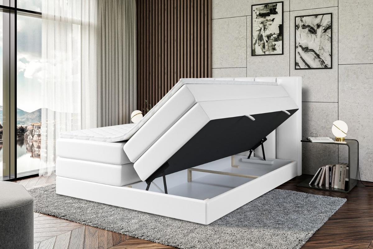 BOXSPRINGBETT BOXI1 KING - 200x200 - H3/H4 - Weiß Hochglanz - Weiß Hochglanz, Holzwerkstoff (200/200cm) - ALTDECOR