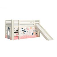 HOCHBETT mit Rutsche Karolina Massivholz Weiß Textilset Sophie - Magnolie/Weiß, Holz (90/200cm) - 58aufmkessel