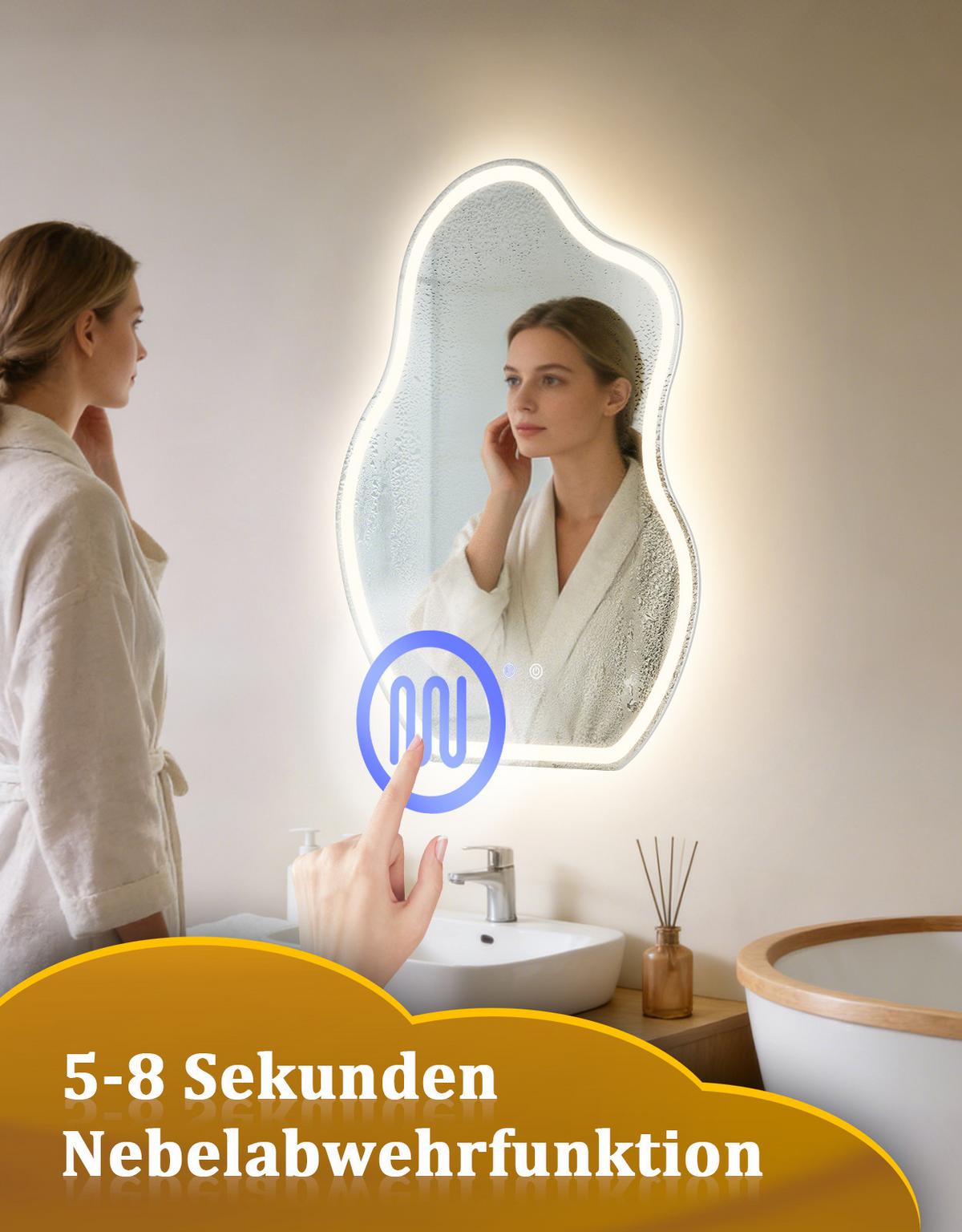 BADSPIEGEL mit Beleuchtung Jalen 3.4/60/80 cm - Weiß, Glas (60/80/3.4cm) - ZMH