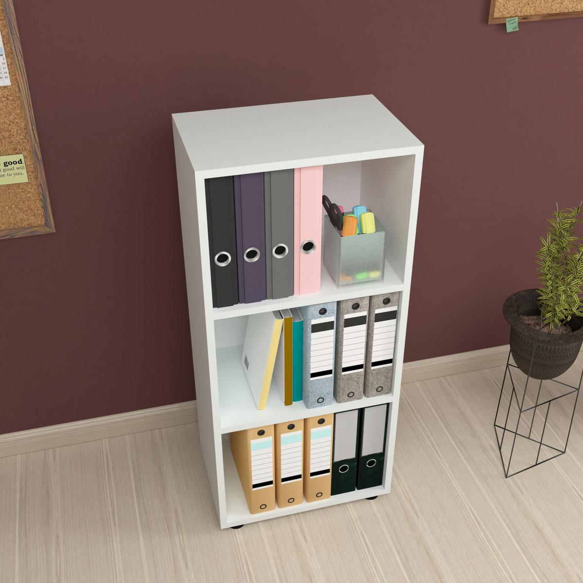 BÜCHERREGAL Vara - Weiß, Holzwerkstoff (49/108/30cm) - [en.casa]