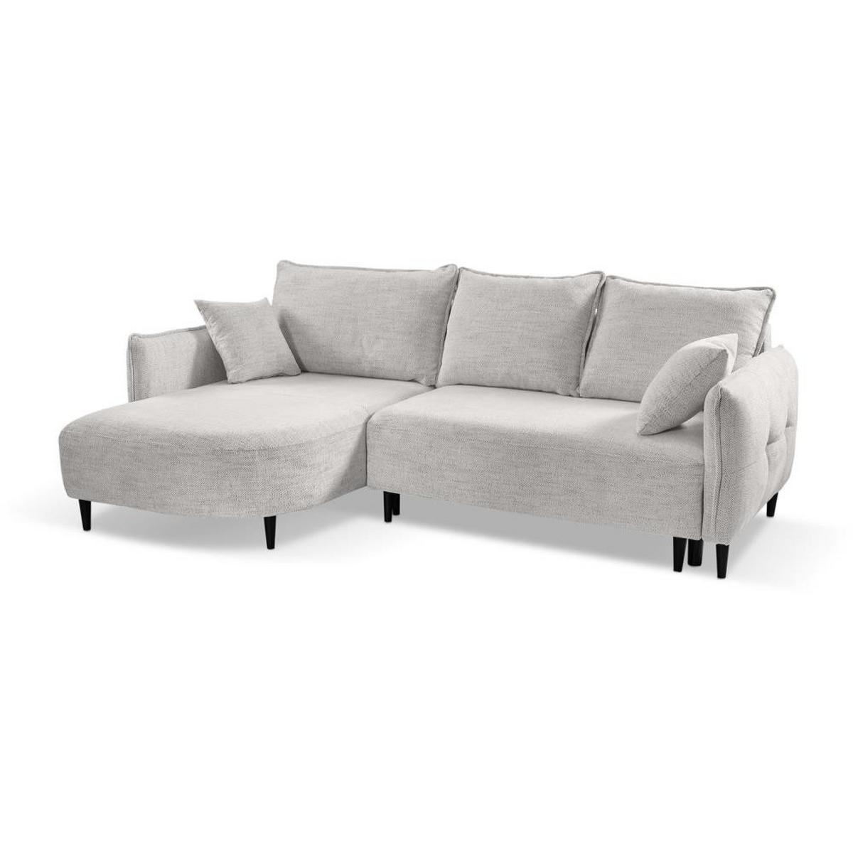ECKSCHLAFSOFA Sycylia links beige - Beige/Schwarz, Textil (244/165cm) - Beautysofa