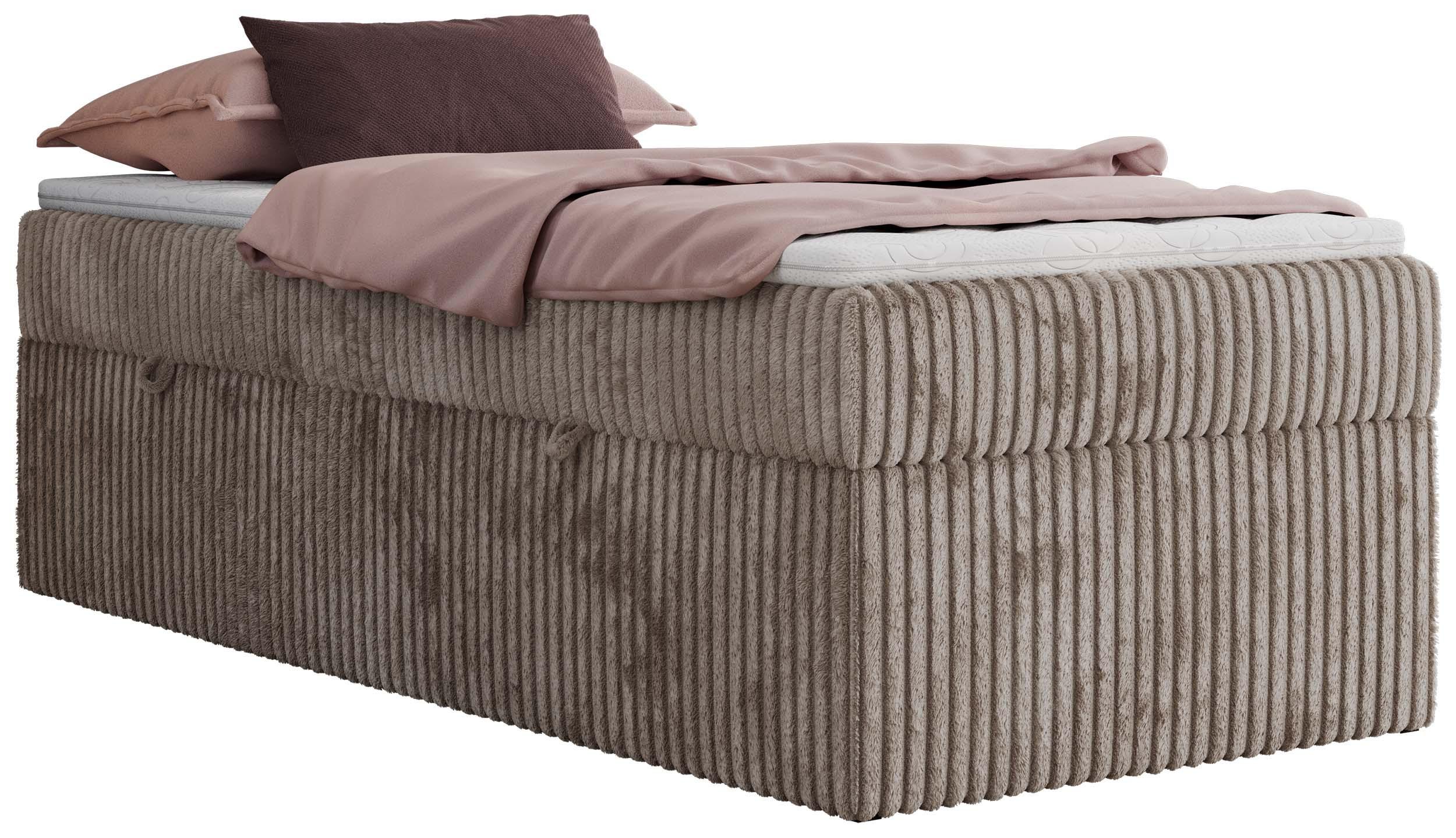 BOXBETT ZERO 90/200 - Hellbraun Cord - H3 - Topper Visco - Hellbraun, Textil (90/200cm) - MKS