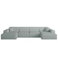 WOHNLANDSCHAFT U-form Celes Premium Stoff Scala - Pastellblau, Holzwerkstoff/Textil (379/73/165cm) - Fun Möbel