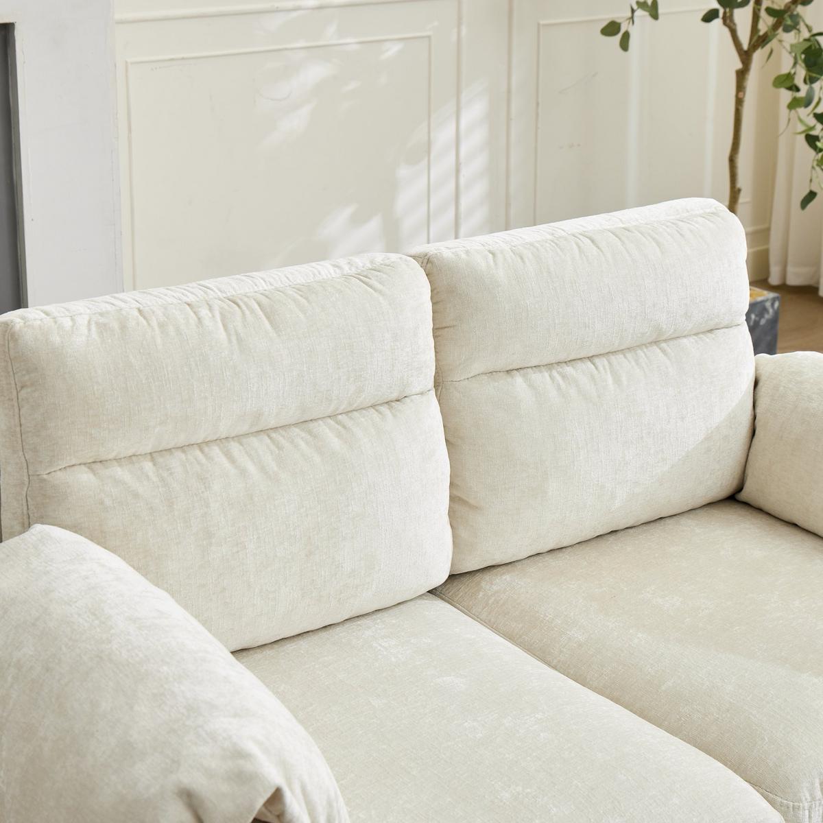2-SITZER-SOFA aus beigem chenille, kompakt und platzsparend - Beige, Textil (70/85/124cm) - Urban Meuble