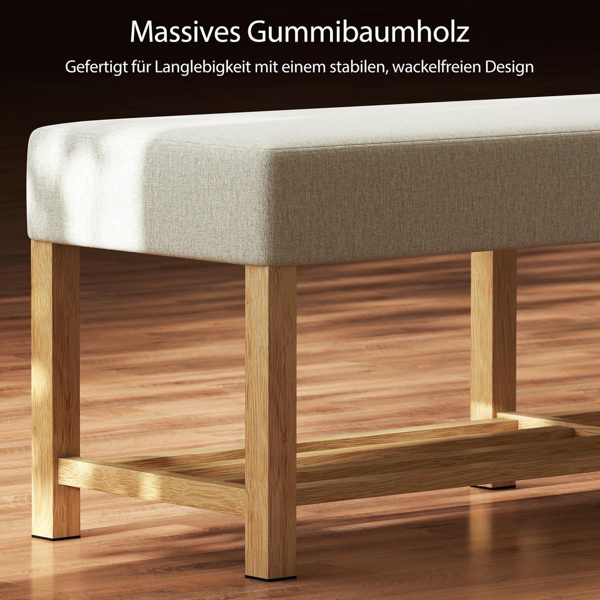 SCHUHBANK Kautschukholz Polyester Cremeweiß - Creme, Holz (140/48/44cm) - HOMCOM