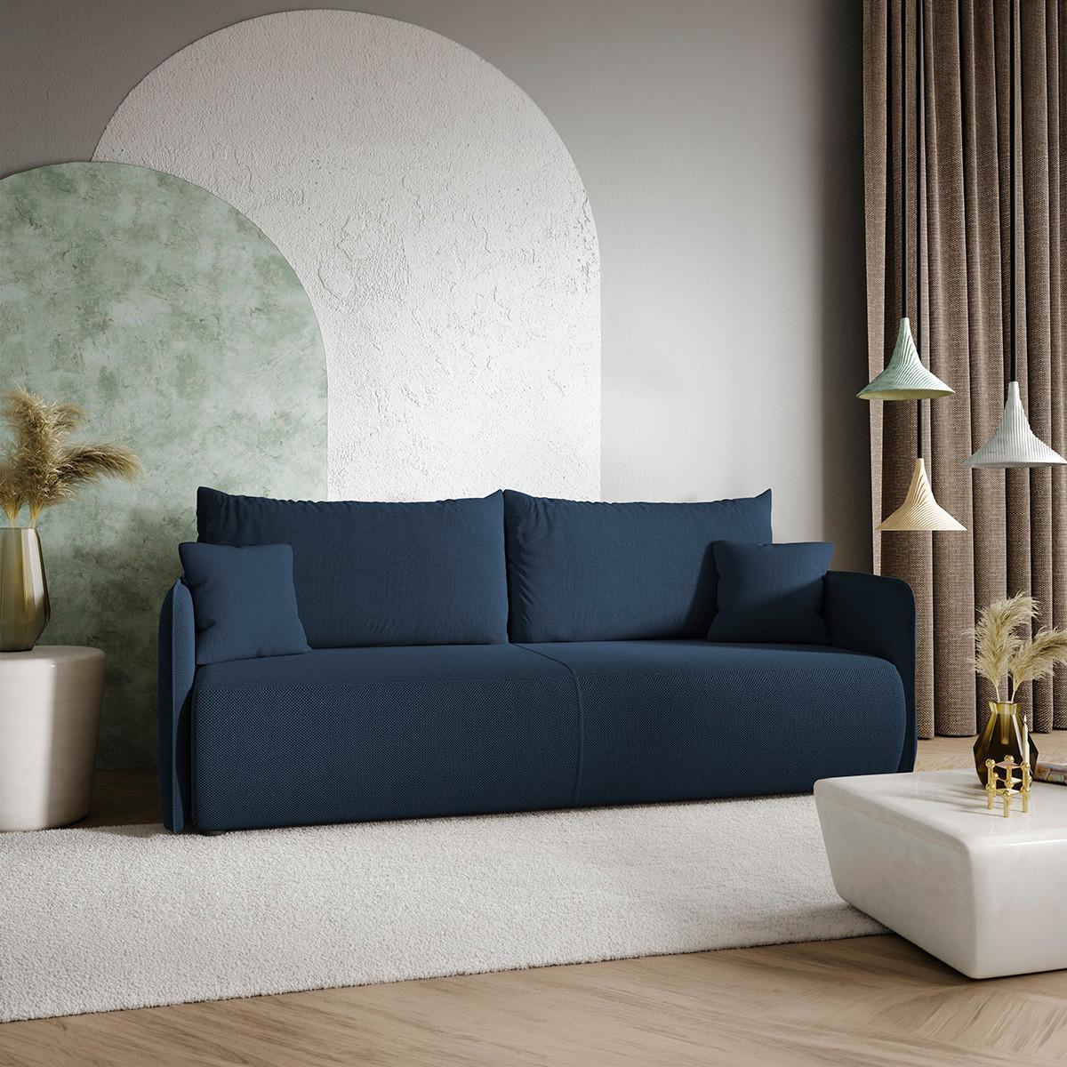 SOFA Claudio 3 Sitzplätze Dunkelblau - Blau, Holz (216/86/105cm) - Petits-meubles