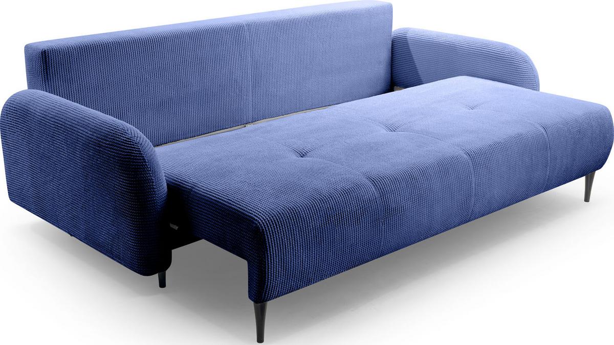 SCHLAFSOFA Betty mit Bettkasten, Dunkelblau 230/95/102 cm - Schwarz/Dunkelblau, Holz/Holzwerkstoff (230/95/102cm) - WFL GROUP