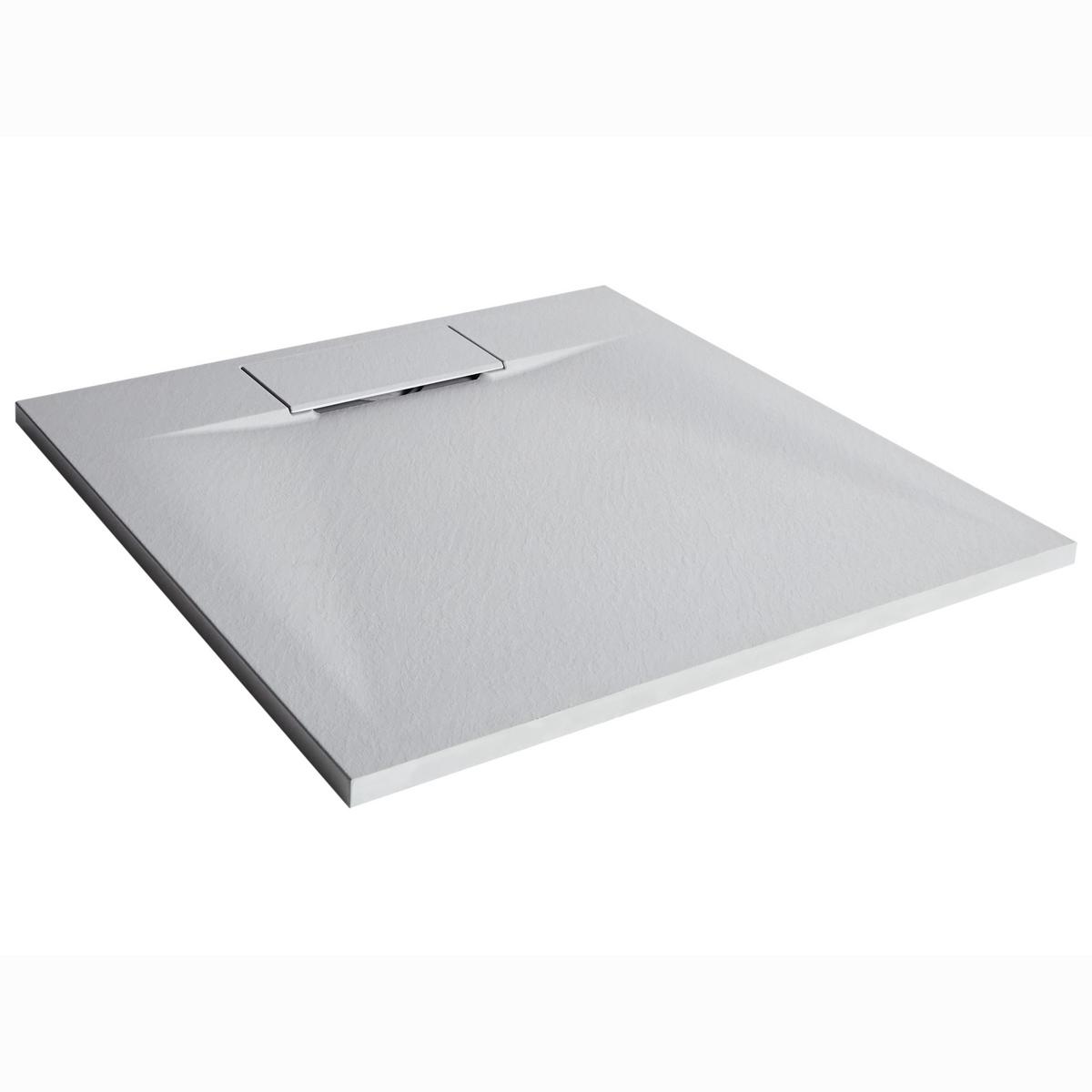 DUSCHWANNE 80/80/3 cm Grau Azzurro - Dunkelgrau/Grau, Kunststoff (80/3/80cm) - Beliani