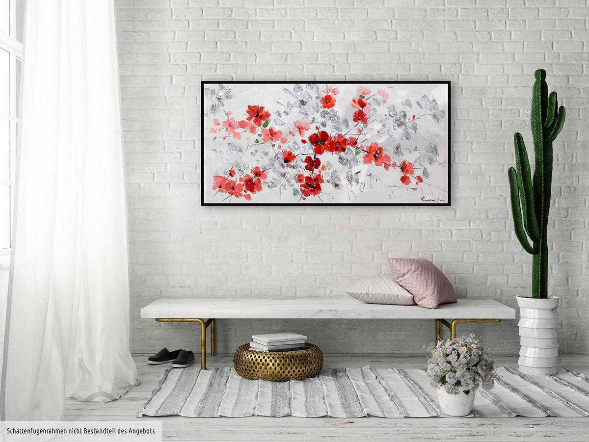 ACRYLBILD HANDGEMALT 120/60 cm - Rot, Holz/Textil (120/60cm) - KUNSTLOFT