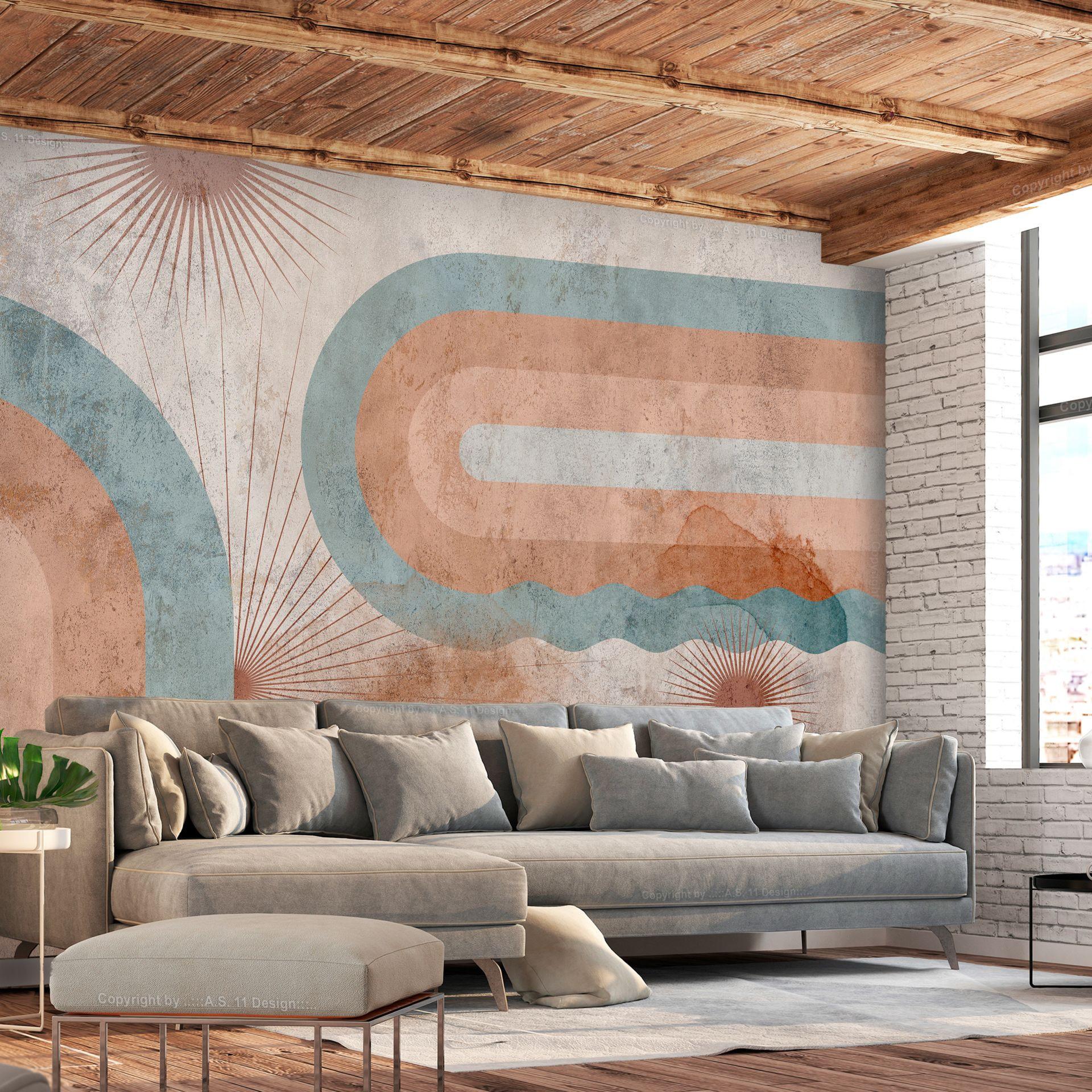 SELBSTKLEBENDE FOTOTAPETE 392/280 cm - Blau/Braun, Kunststoff/Textil (392/1cm) - KUNSTLOFT