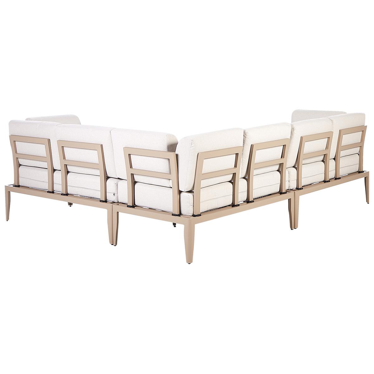 LOUNGE-SET 6-Sitzer sandbeige rechtsseitig modular Auflagen hellbeige Rima III - Beige, Metall - Beliani