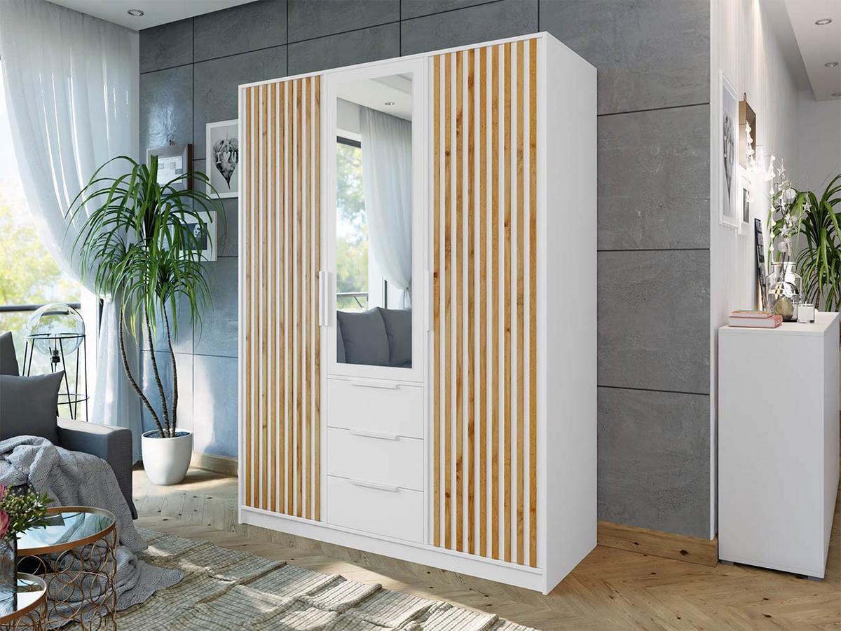 KLEIDERSCHRANK Bali Lux D3 - Weiß, Holzwerkstoff/Metall (150/200/58cm) - MIRJAN24
