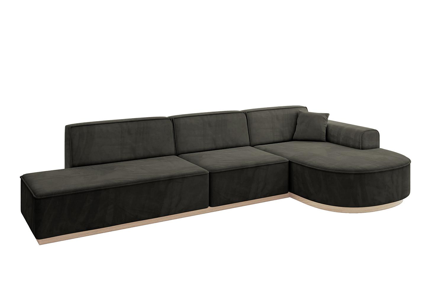 ECKSOFA Ottomane Rechts ARRIO-L2 - 328x171x83 cm Schwarz - Schwarz, Holzwerkstoff/Textil (328/171cm) - ALTDECOR