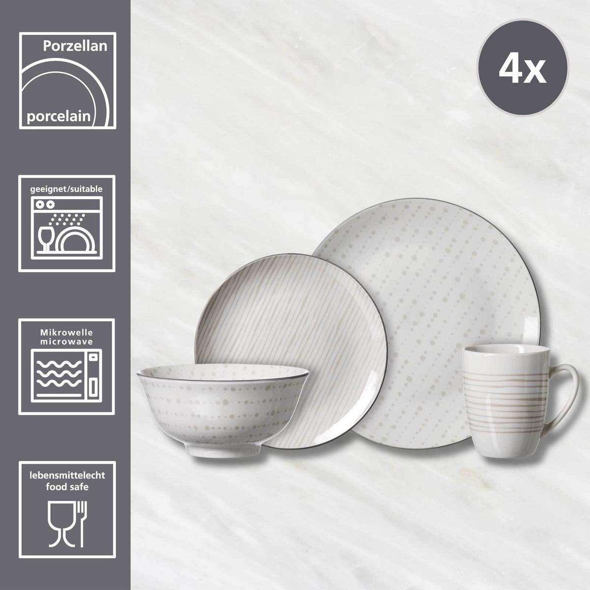 KOMBISET Lahti creme 16-tlg. - Creme, Keramik (2/2/2cm) - Ritzenhoff Breker