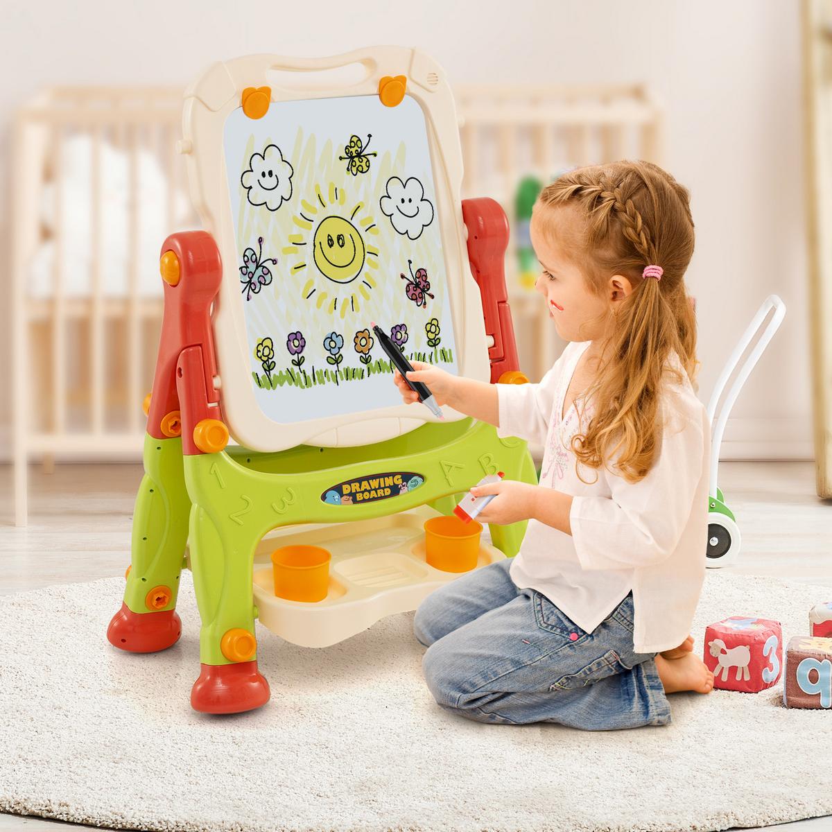 KINDERTAFEL Mehrfarbig - Rot/Multicolor, Kunststoff (61/109/48cm) - COSTWAY