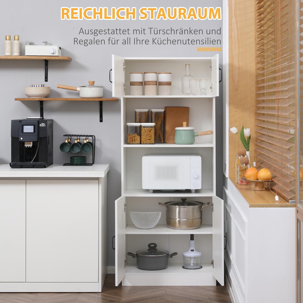 AUFBEWAHRUNGSSCHRANK, Spanplatte, Weiß, 70L x 40B x 170H cm - Weiß, Holzwerkstoff (40/170/70cm) - HOMCOM
