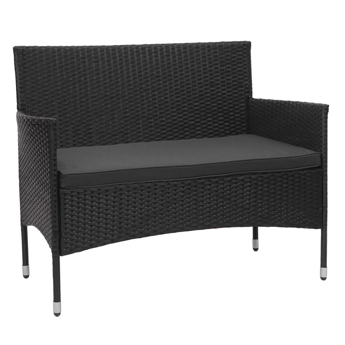 POLY-RATTAN GARNITUR Schwarz, Anthrazit - Anthrazit/Schwarz, Kunststoff - MCW