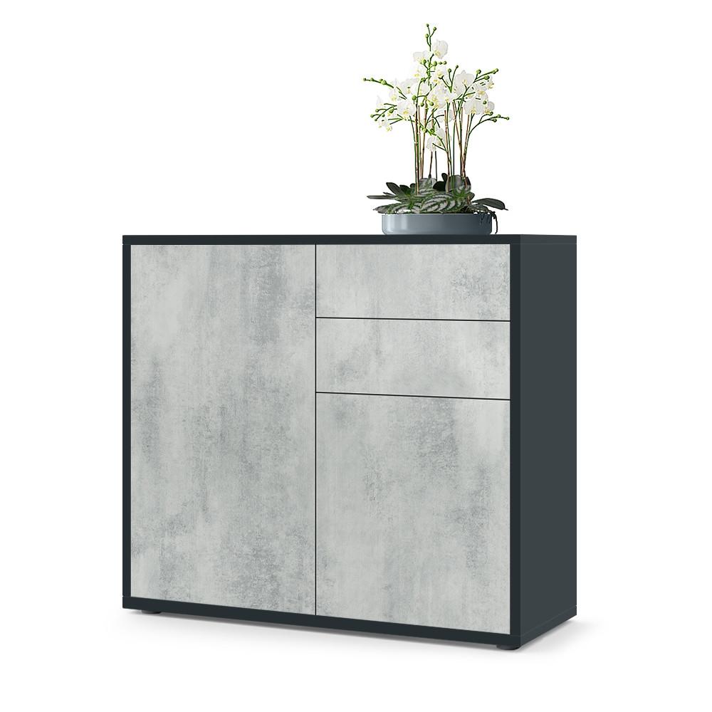 KOMMODE Ben Front in Beton Oxid Optik - Hellgrau, Holzwerkstoff (79/74/36cm) - Vladon