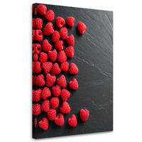 LEINWANDBILD Rote Himbeeren 60x90cm - Rot, Textil (60/90cm) - Feeby
