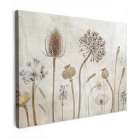 LEINWANDBILD Blumen - Aquarell - Stilleben - Braun - Vintage Wandbild 40x30 cm - Beige, Textil (40/30cm) - MuchoWow