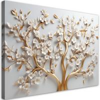 WANDBILD goldene magnolienglamourblume 3d - Goldfarben, Textil (60/40cm) - Feeby