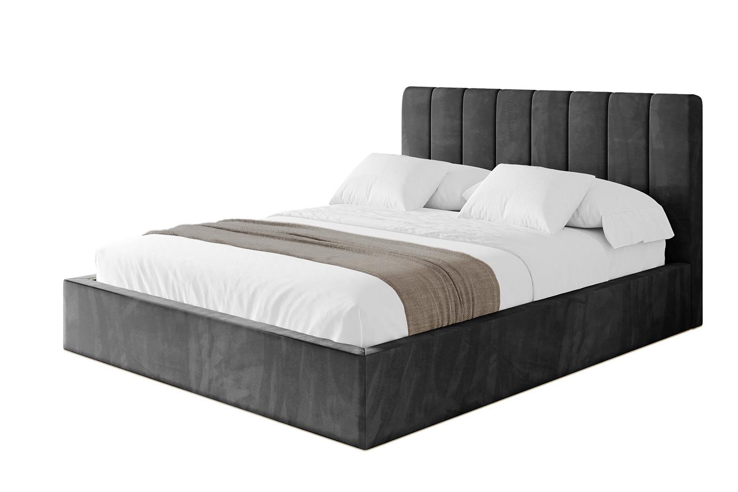 POLSTERBETT mit Bettkasten und Lattenrost, Bett mit Matratze H3/H4 - STERA 160x200 Schwarz - Schwarz, Holzwerkstoff/Textil (160/200cm) - ALTDECOR
