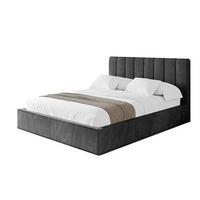 POLSTERBETT mit Bettkasten und Lattenrost, Bett mit Matratze H3/H4 - STERA 160x200 Schwarz - Schwarz, Holzwerkstoff/Textil (160/200cm) - ALTDECOR