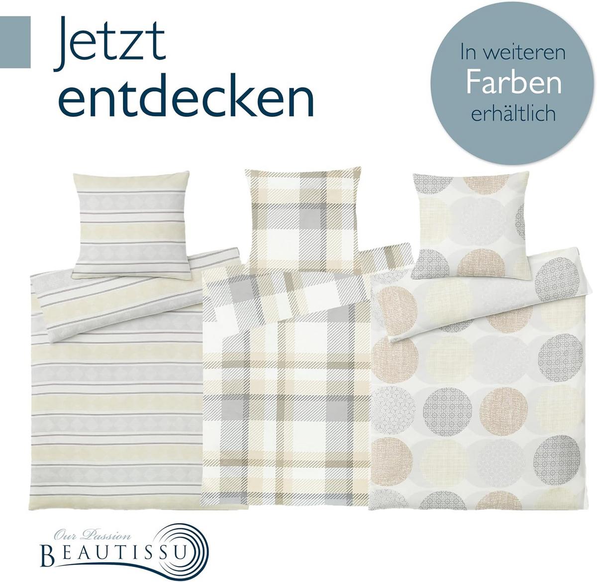 BETTWÄSCHE Josi 135x200cm + Kissenbezug 80x80cm Beige Biber - Beige, Textil (135/200cm) - Beautissu 