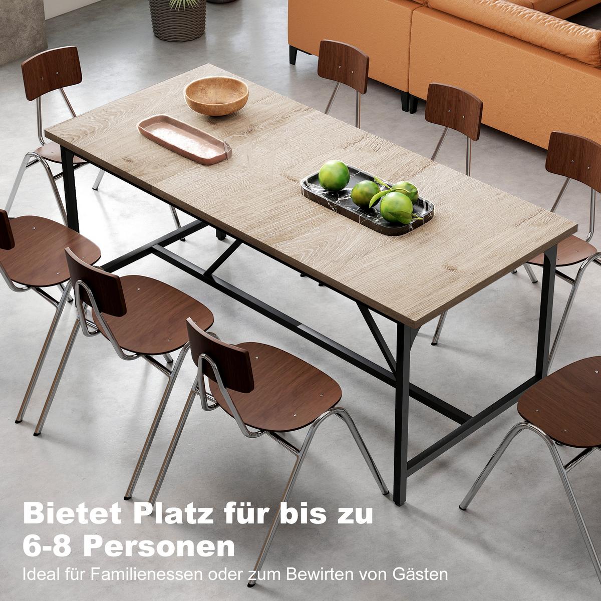 ESSTISCH aus Spanplatte 180/80/76 cm Naturholz - Schwarz/Naturfarben, Holzwerkstoff (180/80/75.5cm) - HOMCOM