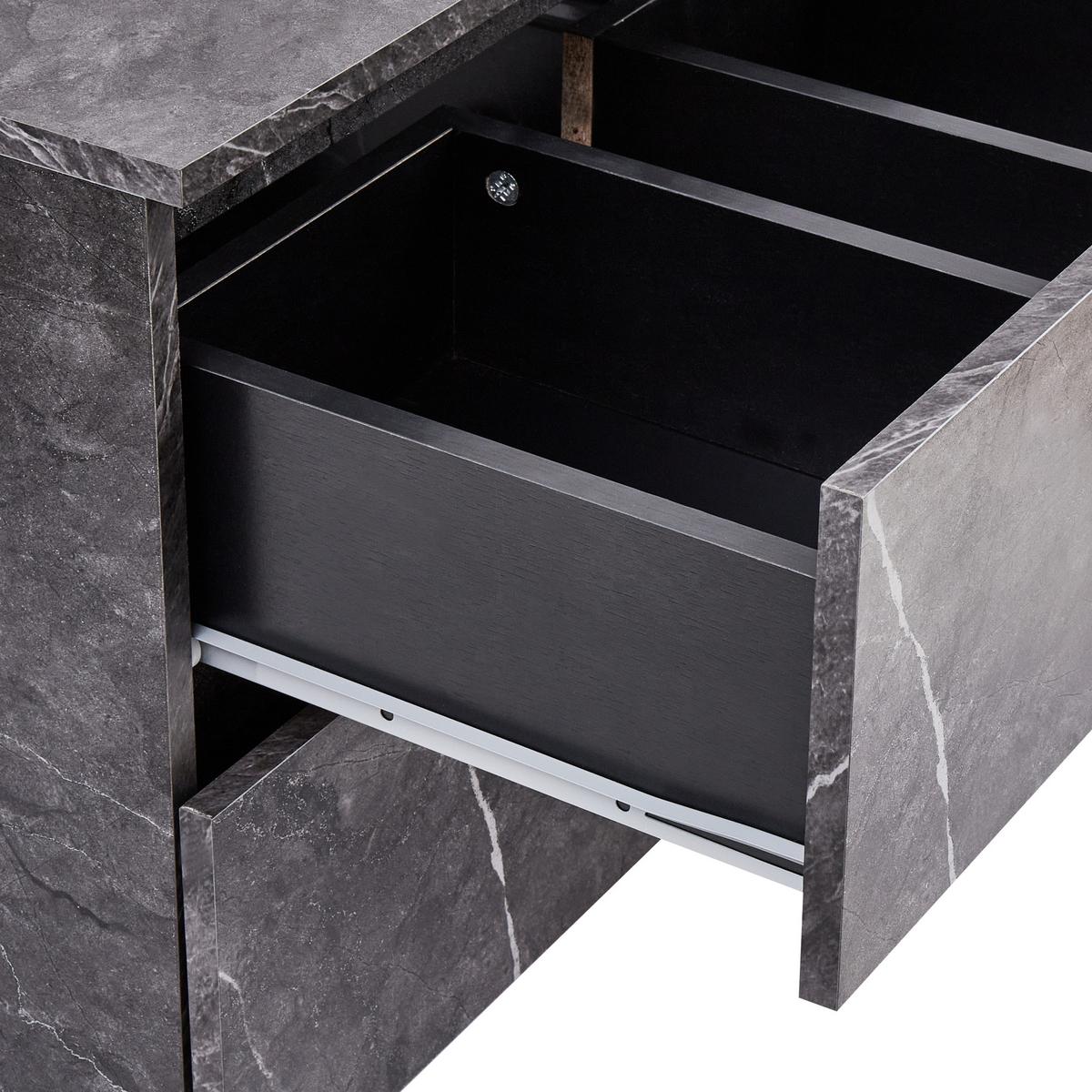 WASCHBECKENUNTERSCHRANK wandmontiertk 60 cm Schwarzer Marmor Serra - Schwarz, Holzwerkstoff (60/47/47cm) - Beliani