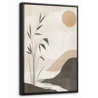 LEINWAND Bilder mit Rahmen - Japandi - Landschaft - Beige - 20x30 - Cognac, Textil (20/30cm) - MuchoWow