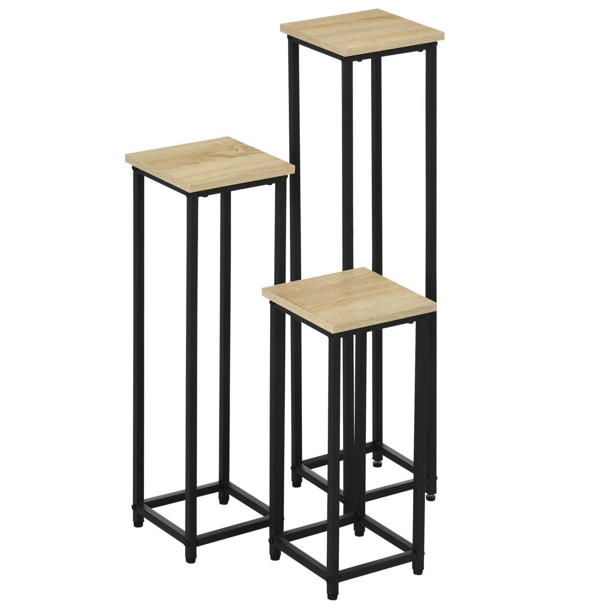3-TEILIGES Set Pflanzenständer Stapelbarer Blumenhocker für Garten Balkon - Multicolor, Metall (90cm) - Outsunny