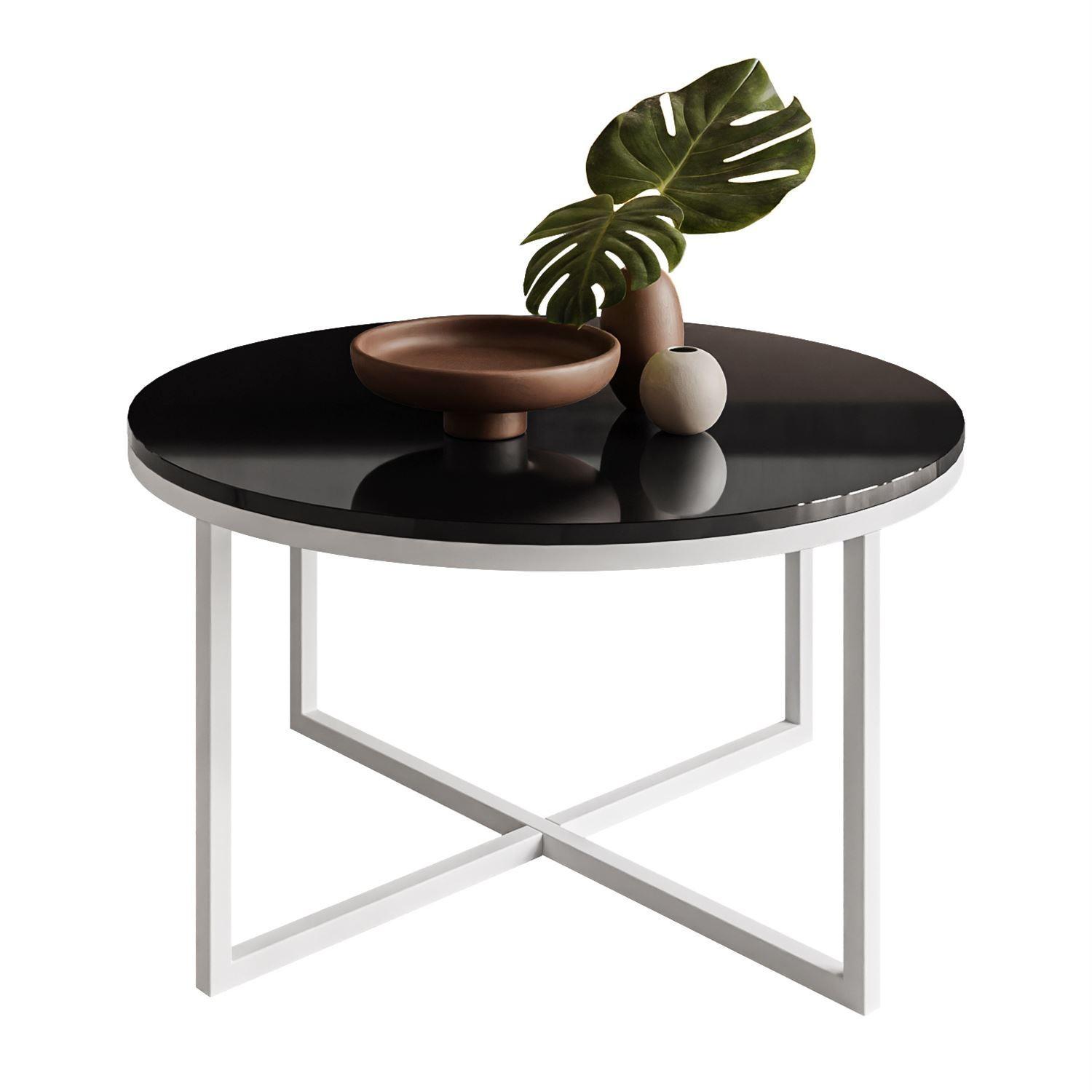 COUCHTISCH CIRI-X GLASS Hochglanz - Schwarz/Weiß, Glas (70/70/44.4cm) - Lookway