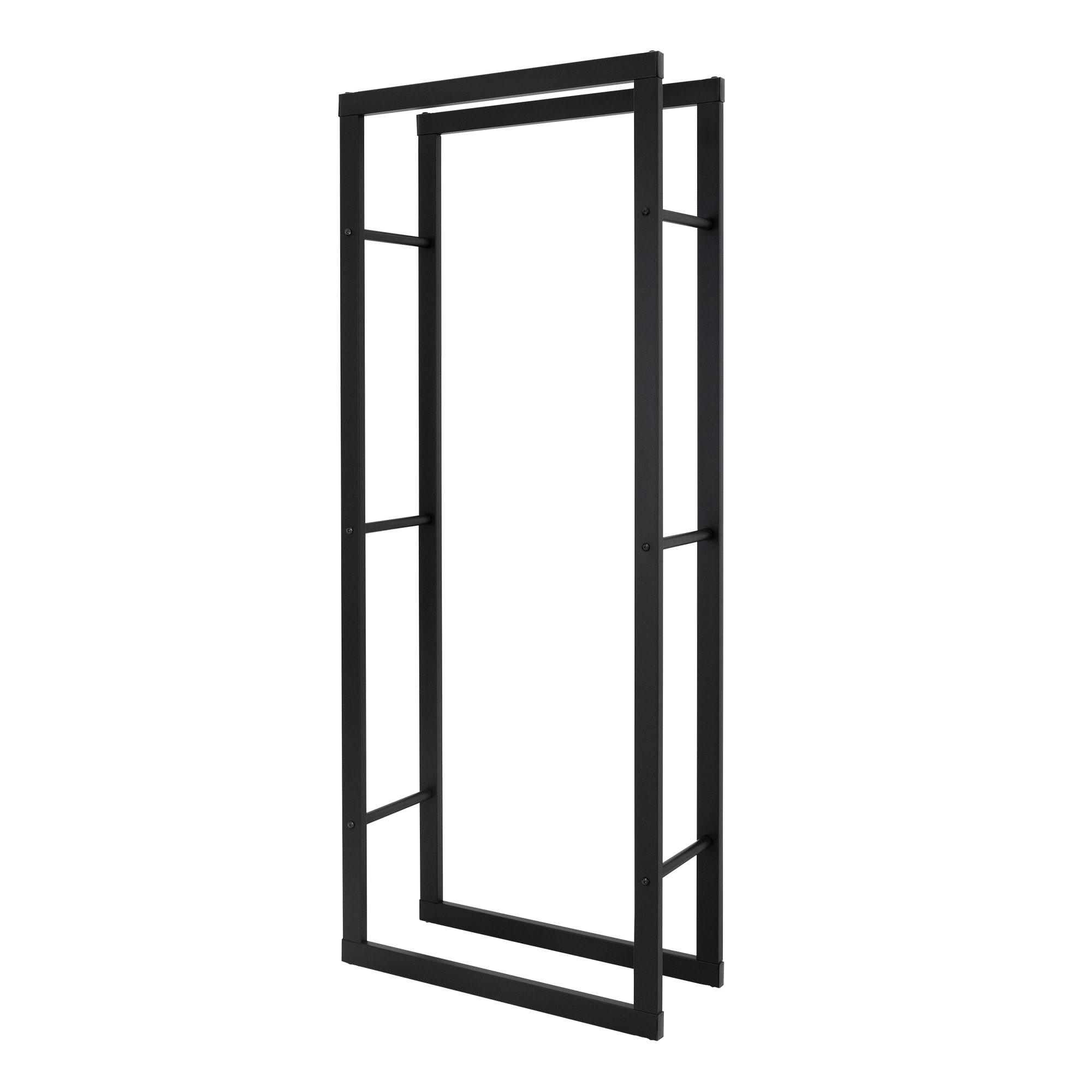 KAMINHOLZREGAL 60x150x25 cm rechteckig Schwarz aus Metall Innen/Außen - Schwarz, Metall (25/150/60cm) - ML-DESIGN