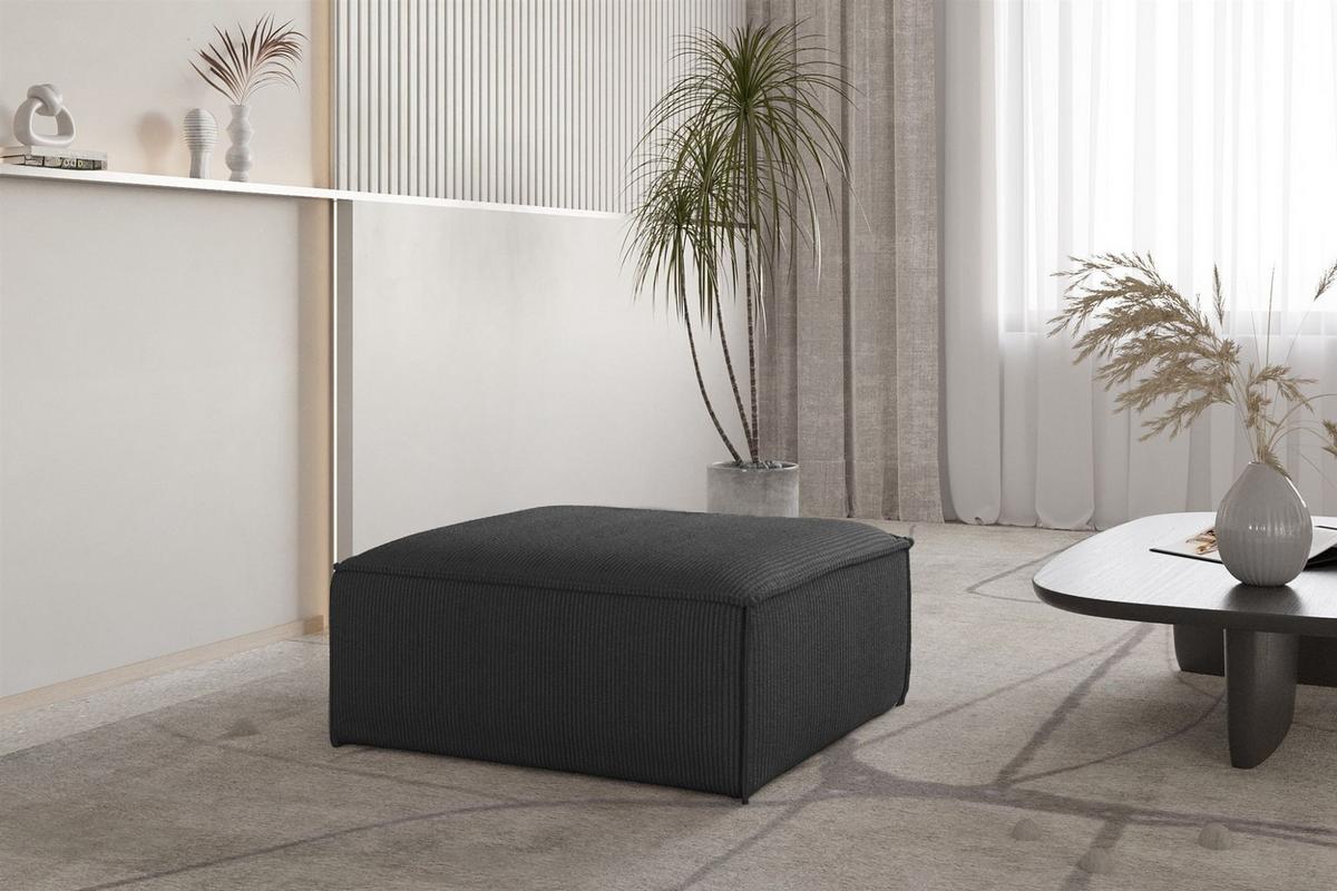POLSTERHOCKER Celes Premium 85x85cm - Anthrazit, Holzwerkstoff/Textil (85/40/85cm) - Fun Möbel