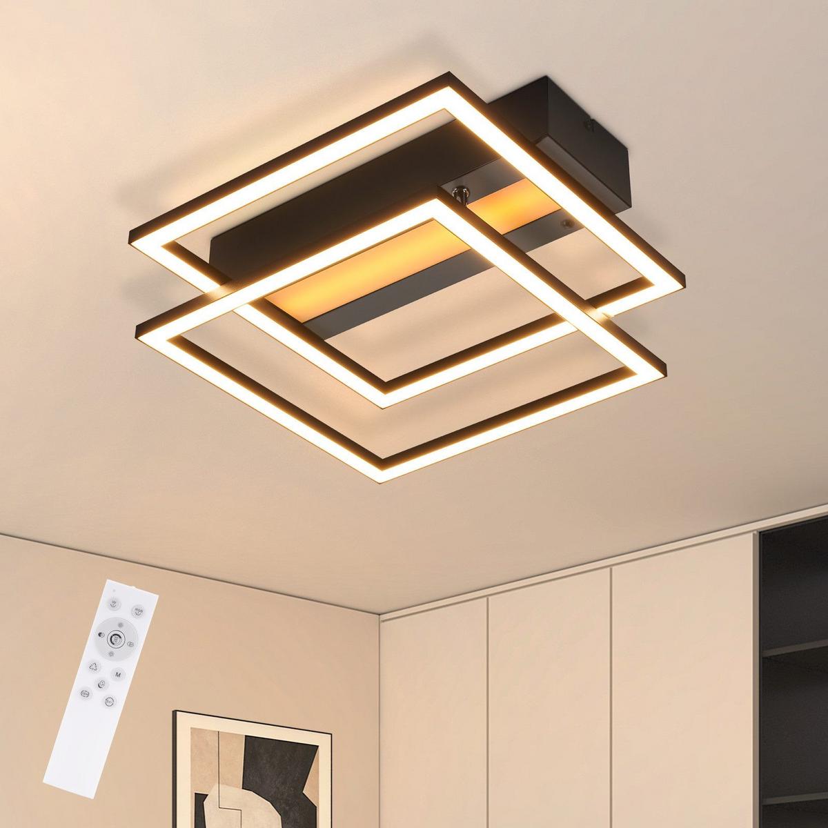 LED-DECKENLEUCHTE Lowman 37/36/7.5cm - Schwarz, Metall (36/37/7.5cm) - Nettlife