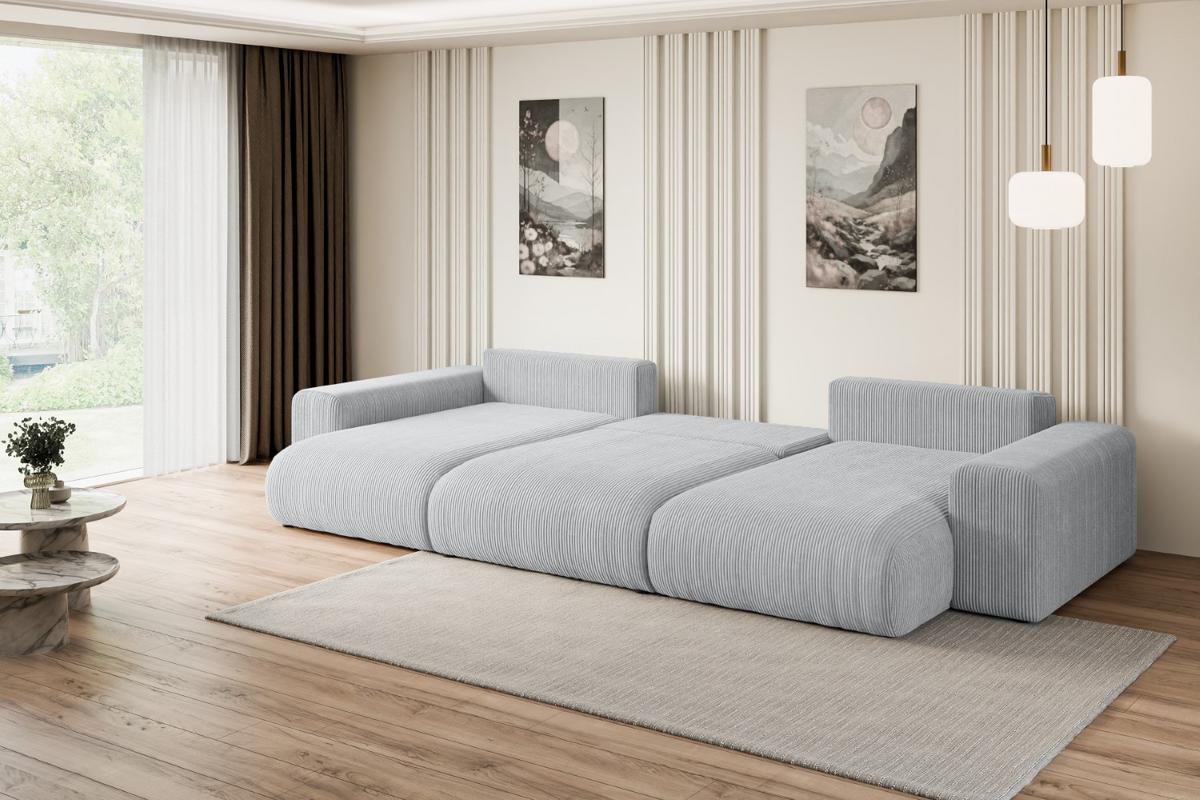 WOHNLANDSCHAFT mit Schlaffunktion ESKAR-U -364x176x72cm Grau Cord - Schwarz/Grau, Holzwerkstoff/Kunststoff (364/72/176cm) - ALTDECOR