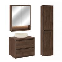 BADMÖBEL 60cm 2er-Set Dunkles Holz - Braun, Holzwerkstoff (60/52.2/46cm) - Petits-meubles