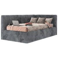 POLSTERBETT TILVO 90/200 - Grau Cord - Multitaschenfederkernmatratze - Rechts - Grau, Textil (200/90cm) - MKS