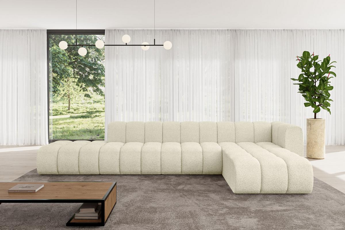 ECKSOFA modulares Sofa Zuvon-L2 - 387x177x70 cm Beige - Beige, Holzwerkstoff/Textil (387/177cm) - ALTDECOR